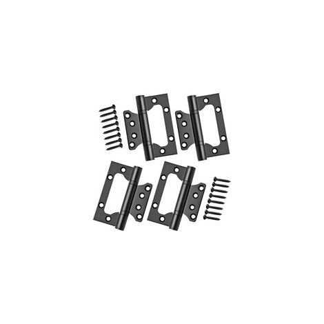 4x Charnières en Acier Inoxydable, 4 Pouces Rectangulaire Feuille 100mm Charnières de Porte, Noir