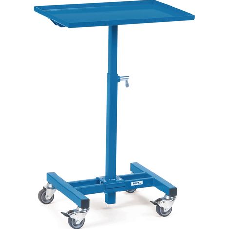 Supporto per materiali, capacità di carico L605xB405mm, altezza regolabile da 720 a 995mm, blu, con ruote.