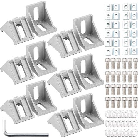 12 Pièces Profile Aluminium 40x40,Angles En Aluminium Profilé,Connecteurs d'Angle pour Profilés Alu, avec Clé Allen Externe, Pour Profilés Équerre Support Mural Matériel De Montage (1/5)