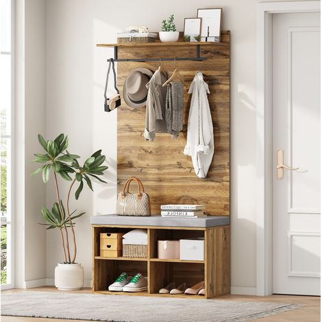 Guardaroba da ingresso 84 x 35 x 175 cm in truciolare effetto rovere salvaspazio - MEUBLIV (1/5)