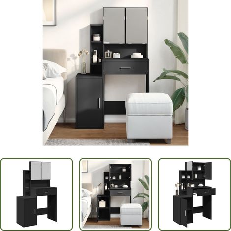 Rangement chambre - Coiffeuse avec armoire noir 80x35x132 cm (1/5)