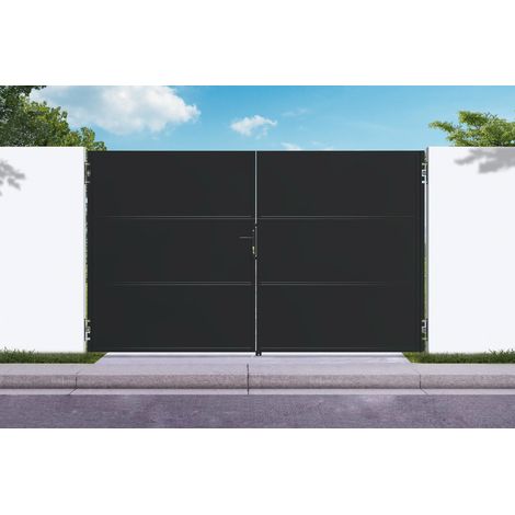 Portail acier noir mat 3m NALI H.180cm (1/5)