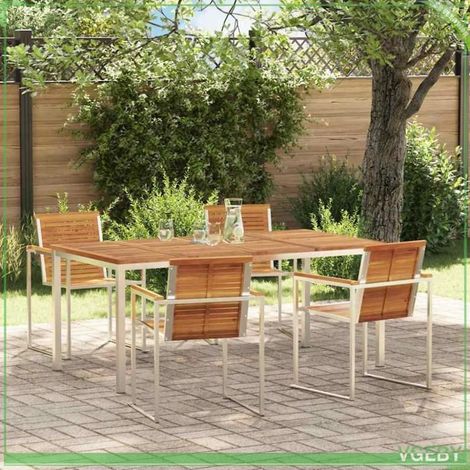 Ensemble de salle à manger pour jardin - Modèle 3334809 - Acacia massif - Cadre acier résistant aux intempéries - 4 places (1/5)