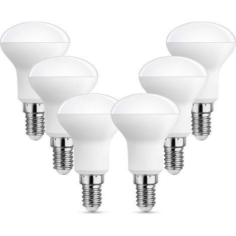 E14 R50 5W LED-Spotlampe, entspricht einer 40W E14 Glühlampe, Kaltweiß (6000K), 500lm, 120° Abstrahlwinkel, 220V Wechselstrom, kleine Fassung, nicht dimmbar, 6er-Pack (1/5)