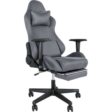 Levede Office Desk Chair Gaming Recliner Adjustable Height with Footrest Grey