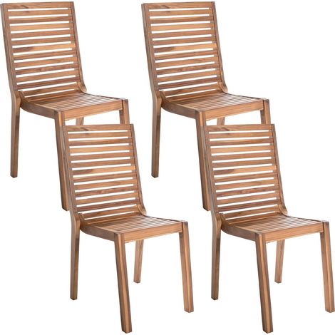 Set of 4 Garden Chairs OMBRIANO Certified Acacia Wood Light Brown (1/5)
