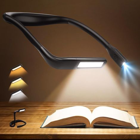 Lámpara de lectura para el cuello - Lámpara de lectura recargable para la cama, lámpara LED flexible de 3 colores para leer, tejer, coser, acampar y reparar, regalo para mujer, hombre, lector o adoles (1/5)