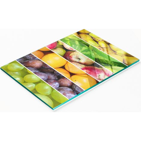 Tabla decorativa multifuncional de cocina hecha de vidrio templado con forma de fruta, 80x52 cm.