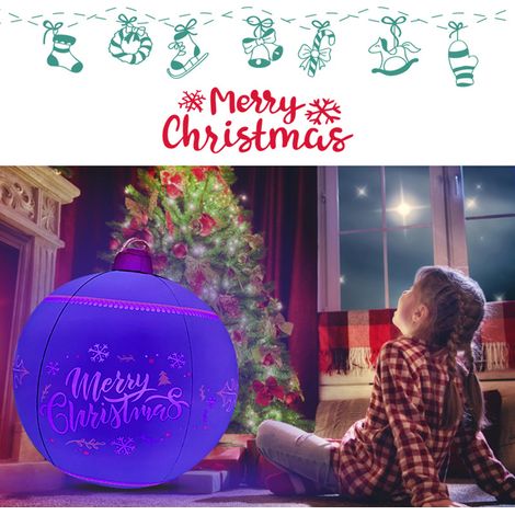 Boule de Noël gonflable lumineuse en PVC, décorée pour l'extérieur, avec télécommande LED rechargeable pour la décoration de jardin et de piscine. (1/5)