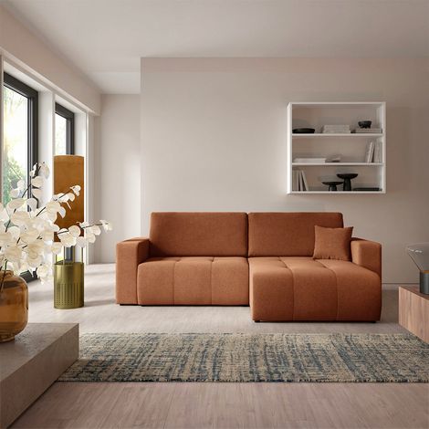 Canapé d'angle réversible convertible 3 places avec coffre Giulia Terracotta (1/5)