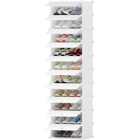 Schuhschrank, 10 Fächer, PP-Kunststoff, transparente Tür, 20 Paar Schuhe, Eingangsbereich (1/5)