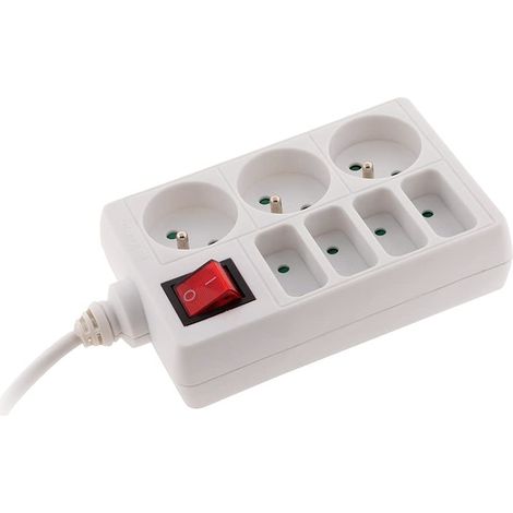 Zenitech - Blocco multipresa 4 x 6 A + 3 x 16 A, colore: Bianco (1/5)