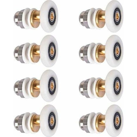 Roulette Porte Douche, Roulettes De Porte Coulissante Cabine De Douche Porte Poulies Roue De Rechange Pour Rouleau Avec Diamètre De Roues 27mm, 8 Pièces (1/4)