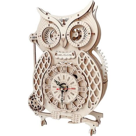 Chouette réveil Puzzle en bois 3D hibou horloge, Kits de construction de maquettes, bricolage créatif horlog (1/4)