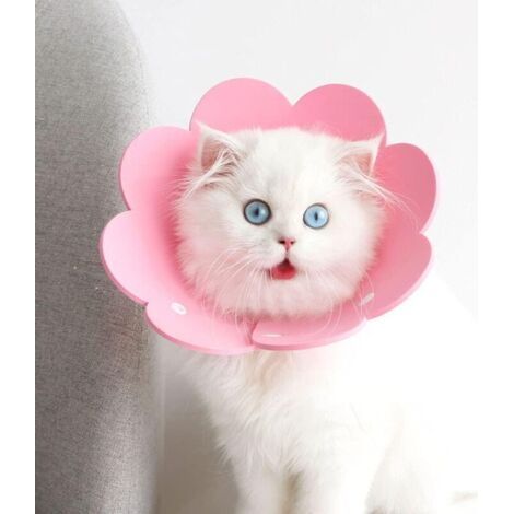 QORVA-Collier pour animaux de compagnie, collier anti-léchage, collier de protection, collier pour chat de style élisabéthain (rose, M)