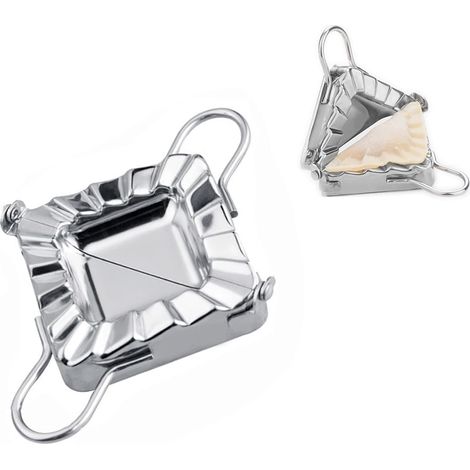 Máquina para hacer empanadillas triangulares, pequeña máquina de acero inoxidable con troquel de estampado y prensado, para envolver masa y cortar - para mini pasteles chinos (cuadrados) (1/5)