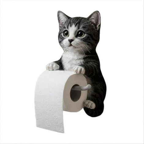 Adorables supports de toilette muraux en forme de chats, organisateurs pour salle de bain, gain de place, design en résine, installation facile. (1/5)
