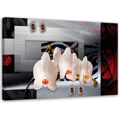Tableau sur toile Orchidée et fond géométrique 100x70 (1/5)