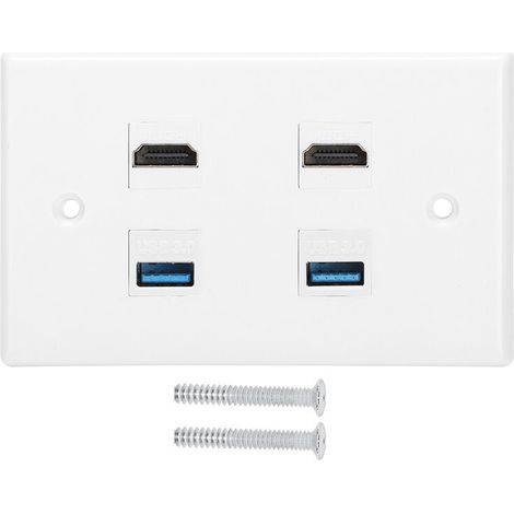 2 Ports HDMI et Plaque de Panneau Mural USB Keystone HDMI Femelle à Boucle Femelle avec Fixation Murale pour Chargeur Plaques murales avec Chargeur USB (1/4)