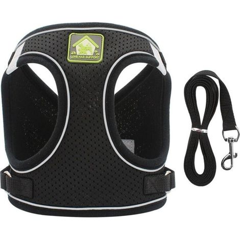 Colliers, Harnais et Laisses pour Chats Harnais Chaton Anti évasion Réfléchissant Réglable Harnet pour Chat Gilet Respirant Harnais Petit Chien (L,Noir) (1/4)