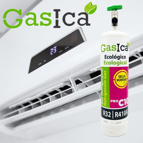 GASICA C10 PRO 400g  Sustituto R410A R32  Kit con Válvula, Manguera, Adaptador 5/16  Gas Ecológico de Alta Eficiencia