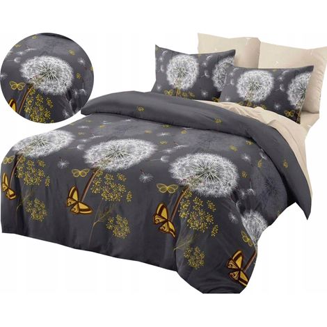 Parure de lit en flanelle chaude 200x220 cm + 3 taies d'oreiller polonaises, à motifs floraux (1/5)