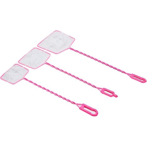 Ensemble de 3 épuisettes de pêche, poignée en plastique, matériau en nylon, accessoire de pêche portable, adapté à une utilisation intérieure et extérieure. (1/4)