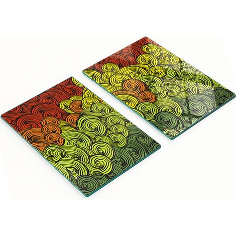Robuste und stilvolle Küchenarbeitsplatten aus Glas mit farbenfrohem Wellenmuster, 2 x 40 x 52 cm (1/5)