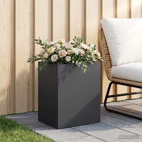 vidaXL Macetero de Jardín Negro 40 x 30 x 40 cm Acero laminado en frío (1/5)
