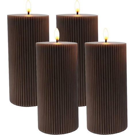 LED-Kerzen-Set, 4 Stück, 18 cm, echtes Wachs, flackernde Flamme