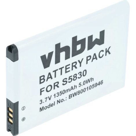 vhbw Akku kompatibel mit Samsung Galaxy Ace Duos, Fit GT-S5670, Cooper, Ace, Fame Lite Handy Smartphone Telefon (1350 mAh, 3,7 V, Li-Ion) (1/5)