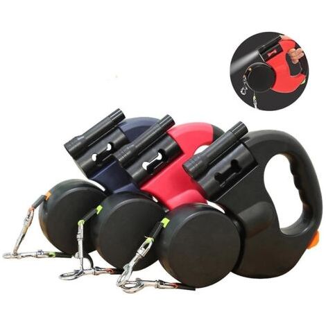 Laisse double pour chien avec double traction automatique pour animaux de compagnie, ceinture pour promener 2 chiens (1/3)