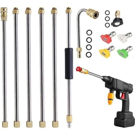 Rallonge pour nettoyeur haute pression 4000 psi - Buse de nettoyage gouttière électrique Pour gouttière, terrasse, clôture, patio, toit, béton, jardin, mur cour (1/5)