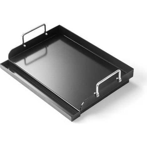 Plancha universelle pour barbecue à gaz, barbecue au charbon de bois, barbecue électrique et plus encore, plancha universelle avec poignée amovible, plaque de cuisson noire, 43 x 33 cm, revêtement (1/5)