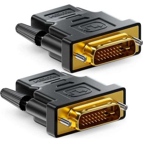 2X Adaptateur HDMI vers DVI, Bidirectionnel, Plaqué Or, 1920x1200, Pour PC, Projecteur, Écran (1/5)