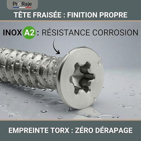 Stainless Steel Wood Screws: 4 x 35 mm Torx Countersunk Head (1/4)