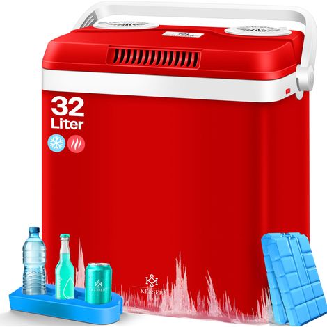 KESSER® 32 L Kühlbox 12V 230V Stecker Mini-Kühlschrank Thermoelektrische Warmhaltebox 32 Liter Rot