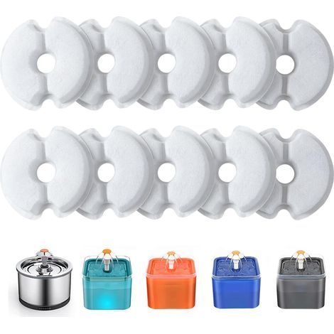 Filtre de Fontaine à Eau 10 Pièces, Filtres de Rechange pour Fontaine de Chat 2L & 2.5L avec Charbon Actif & Résine conTriple Filtration