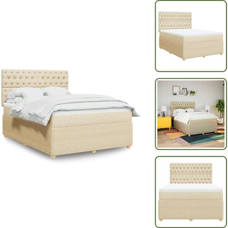 Boxspringbett mit Matratze Creme 160x200 cm Stoff - Boxspringbett - Boxspringbetten - Bett - Schlafzimmermöbel