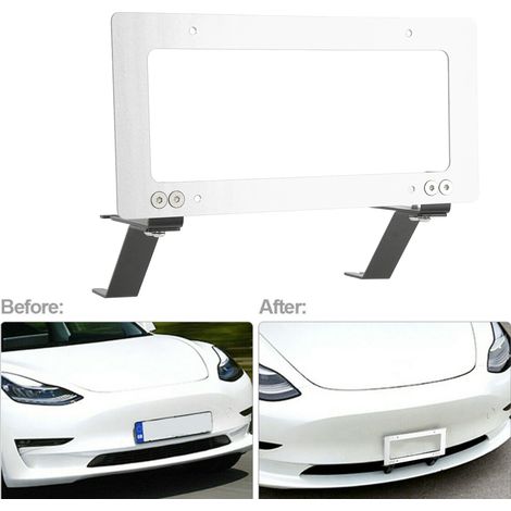 Un cadre de plaque d'immatriculation avant en aluminium pour Tesla Model 3 2017-2022 argent. (1/5)