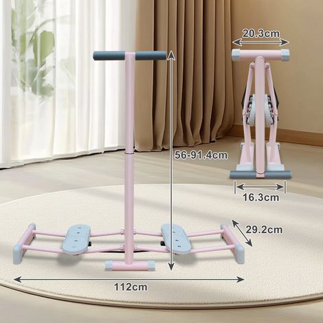 Máquina de esquí plegable con 4 niveles de altura, pedales y asas antideslizantes, rosa HAVRYA (1/2)