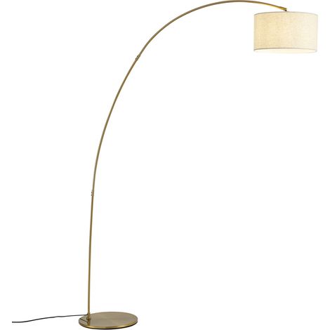 QAZQA Moderner Bogenlampe Messing mit beigem Schirm - Vinossa (1/5)