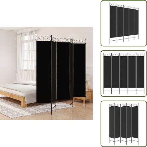The Living Store 5-tlg. Paravent Schwarz 200x200 cm Stoff - Raumteiler (1/5)