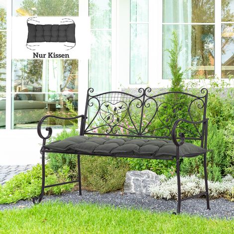 Coussin d’assise 100x40 cm de chaise avec sangles cravate, 10 cm d’épaisseur Housse de coussin gris foncé
