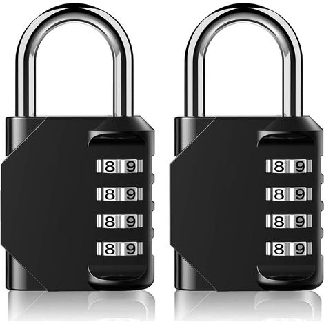 Lot de 2 cadenas à combinaison réinitialisables à 4 chiffres pour casier de gymnase scolaire, boîte à outils, étui, rangement à moraillon, portail de clôture.