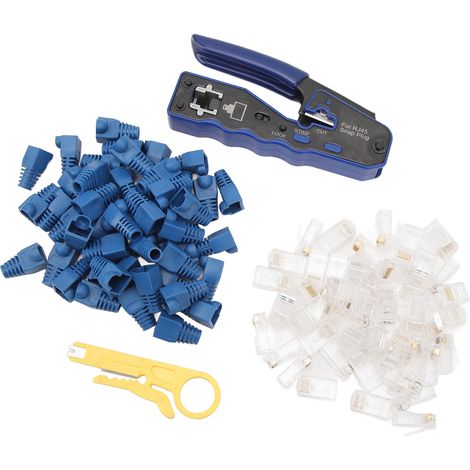 RJ45-Crimpwerkzeug, multifunktionales Ethernet-Crimpwerkzeug, Crimper, Schneidewerkzeug, Abisolierer für Cat5-, Cat5e-, Cat6- und Cat6A-Durchgangsverbinder (1/5)