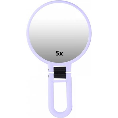 Miroir grossissant pliable x5, miroir de maquillage portable de voyage avec miroir cosmétique réglable (violet) (1/5)