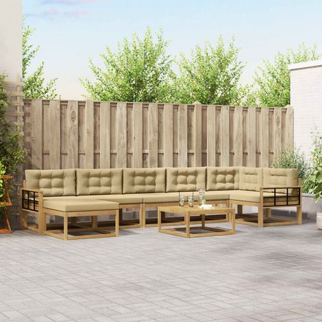 vidaXL Outdoor-Sofagarnitur 8 pcs Weiß und Beige (1/5)