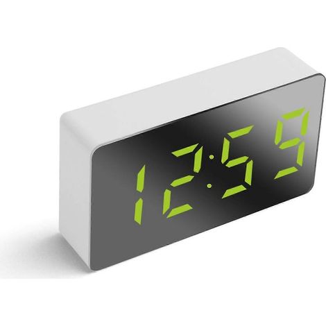 Mini réveil numérique multifonction LED avec surface miroir pour la chambre à coucher (1/5)