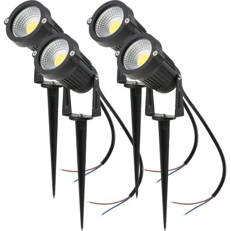 Lot de 4 Spot LED Cob 5W 220V Spots Jardin Orientables avec Piquet Luminaires Extérieur Jardin Terrasse(Blanc Froid) (1/5)